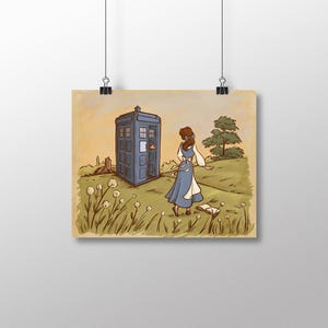 Adventure Awaits Art Print: Girl and Time Machine (8x10)