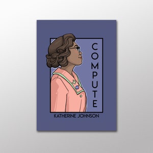 Arte inspirador para la oficina: Computación: Katherine Johnson: postal de la serie She