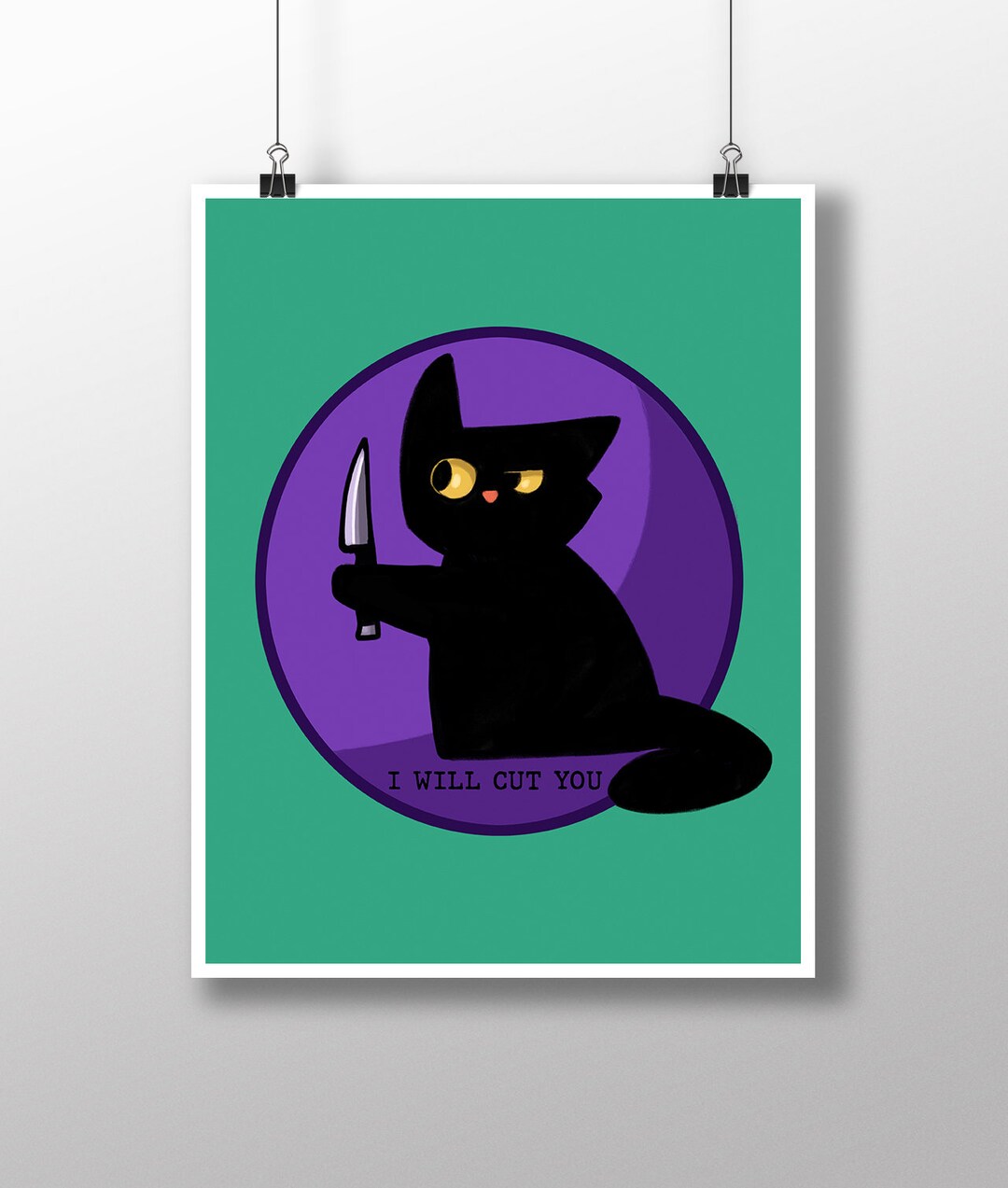Murder Cat Knife Medium Print Etsy