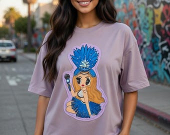 Karol G Inspired Oversized T-Shirt | Beaded Rhinestone Bichota Style Shirt