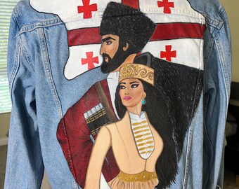 Handmade Georgian Denim Jacket: Custom Painted Design