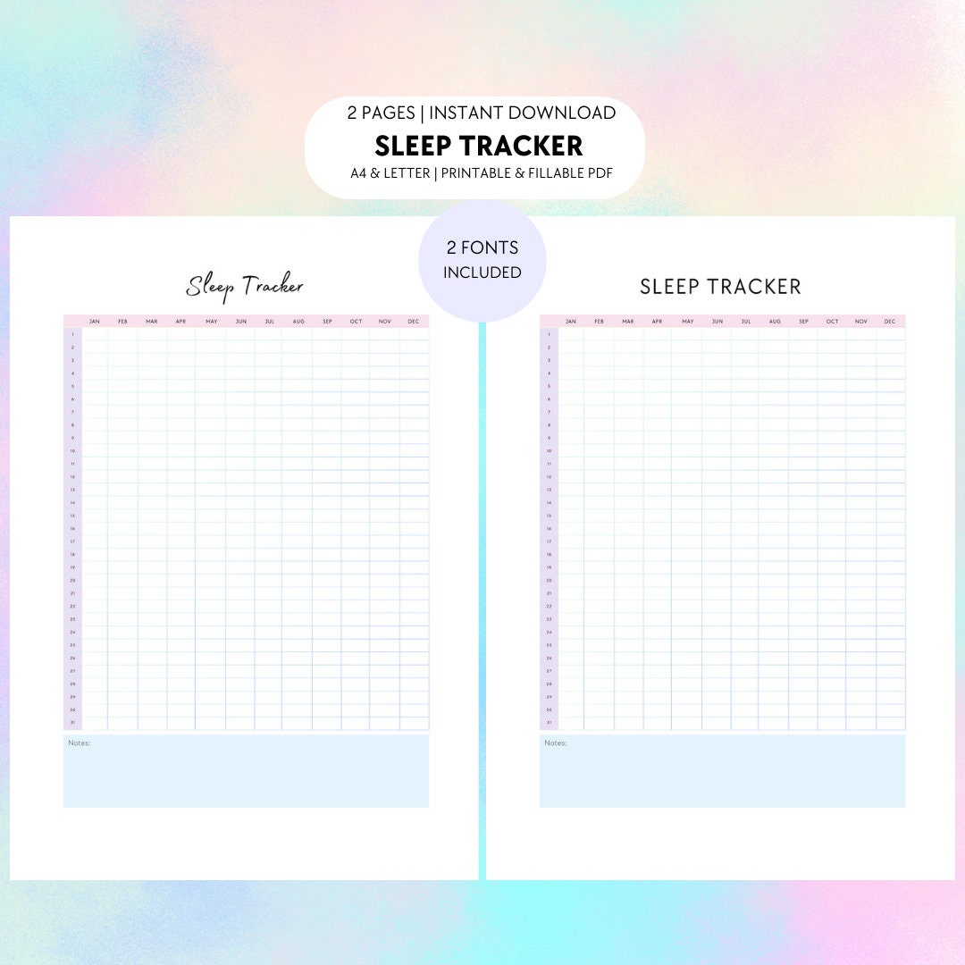 Sleep Tracker Printable PDF Template A4 & LETTER Size - Etsy