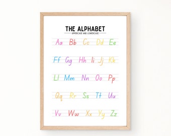 Rainbow Alphabet Uppercase & Lowercase, Educational Poster, Nursery Prints, Homeschool Decor, Classroom Decor, Playroom Decor, Montessori