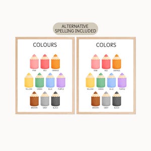 Impresión educativa de colores de lápiz, impresión de colores de crayón, preescolar, impresiones de educación en el hogar, impresiones de aula, impresiones de sala de juegos, impresiones Montessori