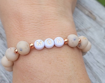 Dried Flower Name or Word Beaded STRETCH Memory Bracelet Jewelry with Silver Balls Wedding Bridal Anniversary Vacation Baby Funeral Flowers