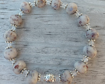 Memory Memorial  Beads Dried Flower Beaded STRETCH Bracelet Jewelry Wedding Bridal Anniversary Vacation Pageant Funeral Flowers