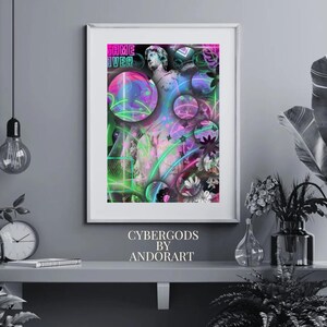 Cybergods: Cyberpunk  Matte Stretched Wall Art, Home Decor, Print Poster, Vintage Artwork, Gift Idea