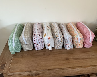Quilted cotton toiletry bag