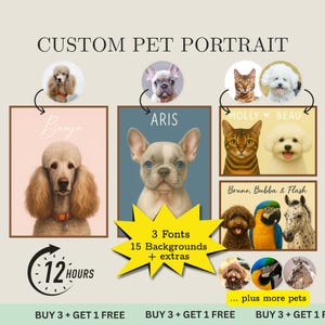 Custom Pet Portrait from Photo – Personalized Digital Dog or Cat Art, Custom Pet Drawing, Printable Pet Poster Gift