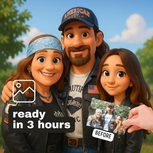 Pixar Style Portrait vom Foto - Benutzerdefinierte 3D Cartoon Kunst, Vatertagsgeschenk, Jubiläumskunst, Paar Cartoon Zeichnung, personalisiertes Geschenk