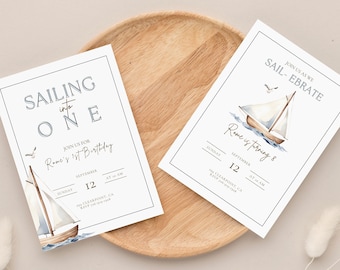 Sailing Birthday Invitation Template: Nautical Theme (Digital Download)