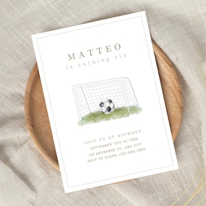 Convite de aniversário de futebol, convite para festa esportiva, convite para qualquer idade, convite digital editável para impressão, autoedição, tema de futebol infantil, festa minimalista
