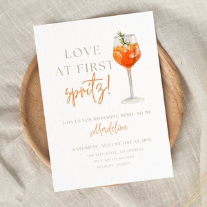 Love at First Spritz Bridal Shower Invitation, Aperol Spritz Bridal Shower Invite, Citrus Bridal Brunch, Orange Bridal Shower, Spritz Theme