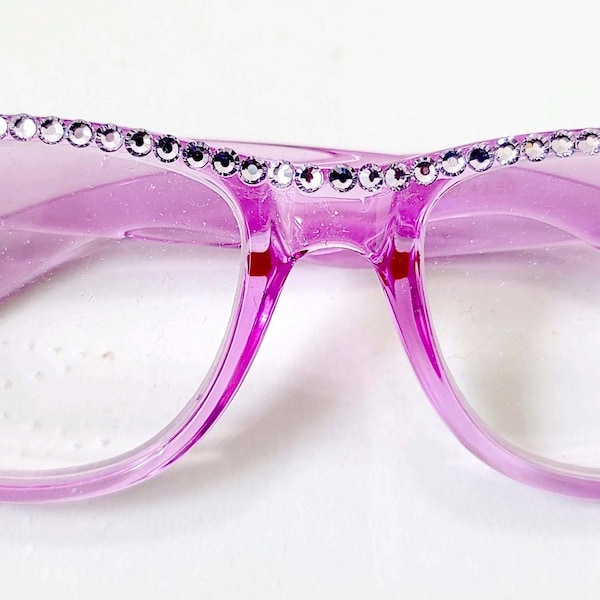 Sale !! Pink Violet Crystal Reading Glasses Spring Hinge BLING Readers Finest Crystals