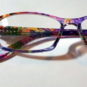 Rose Ab and Rainbow Swirls made with Fine European Crystals Reading Glasses Free shipping in US