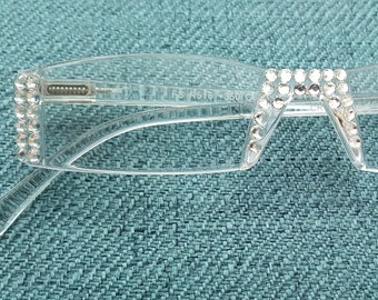 NEW STYLE Clear Crystal Reading Glasses made with Finest European Crystals spring hinge all strengths