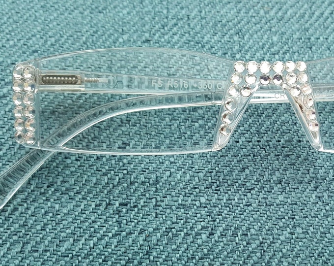 Vintage 1950s Era CAT EYE Glasses Eyeglasses Bifocals With Rhinestone Embellishments and Soft