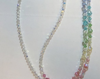 Handmade with Totally  Shimmering Fine European Pastel Rainbow Colors Crystal Ab Eyeglass Chain