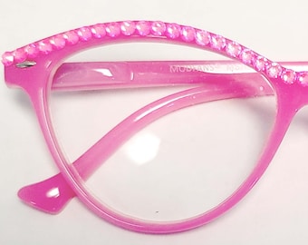 Hot Pink Crystal Cats Eye Reading Glasses, Readers Spring Hinge free shipping