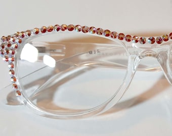 Sale !! Crystal Reading Glasses Spring HingeCrystal BLING Readers crystals  Lt Rose AB free ship
