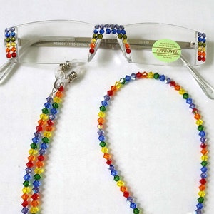 Rainbow readers reading glasses and maching chain  made with Fine European Crystals