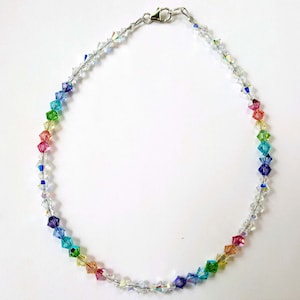 Rainbow Pastels Handmade Crystals  custom sizes Sterling Anklet Ankle Bracelet