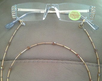 Sexy  Crystal Colorado Topaz AB Reading Glasses made with Fine European Crystals Readers and Chain