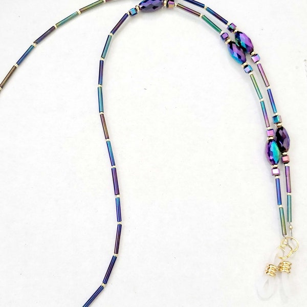 Colorful Hematite Shimmering Eyeglass Chain