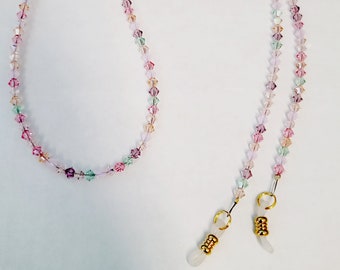 Spring Shades Austrian Crystals Eyeglass Chain  Totally Crystals Free Shipping