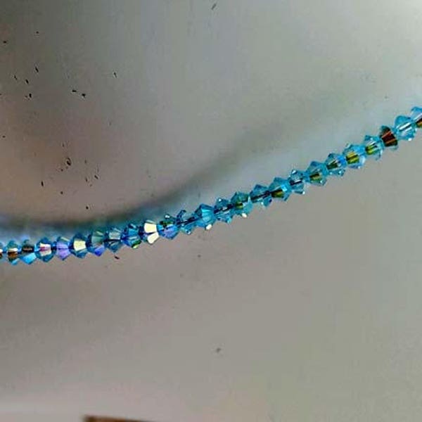 AQUA Crystal Crystals 2X Anklet Ankle Bracelet made with fine European crystals  will Custom Size FREE  shipping in US