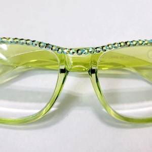 Sale !!! Lime AB Reading Glasses Readers Fine European Crystals Spring Hinges