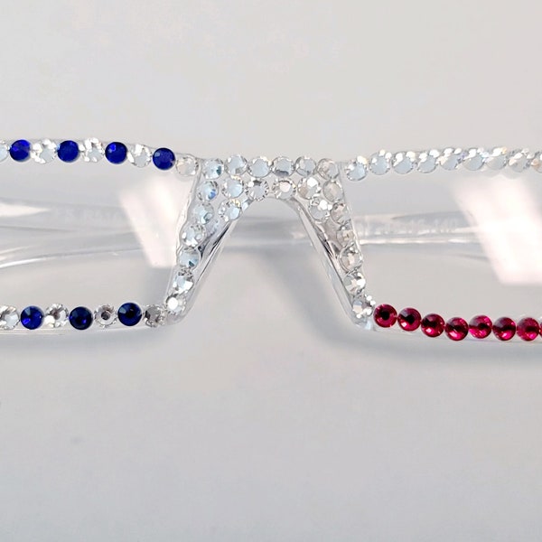Patriotic Fine European Crystals  Crystal Reading Glasses Handmade all strengths