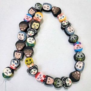 FACES of the World Polymer Clay Fimo Beads Top drilled