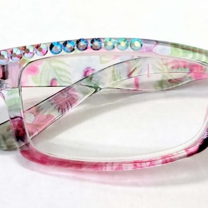 Pastel Flowers made with Austrian Crystals Reading Glasses Free shipping in US
