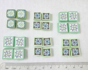 Polymer Clay Quilting Design Beads 24 beads handmade destashing