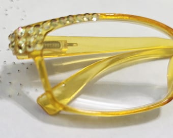Citrine Austrian Crystal Reading Glasses with Spring Hinges Free Shipping