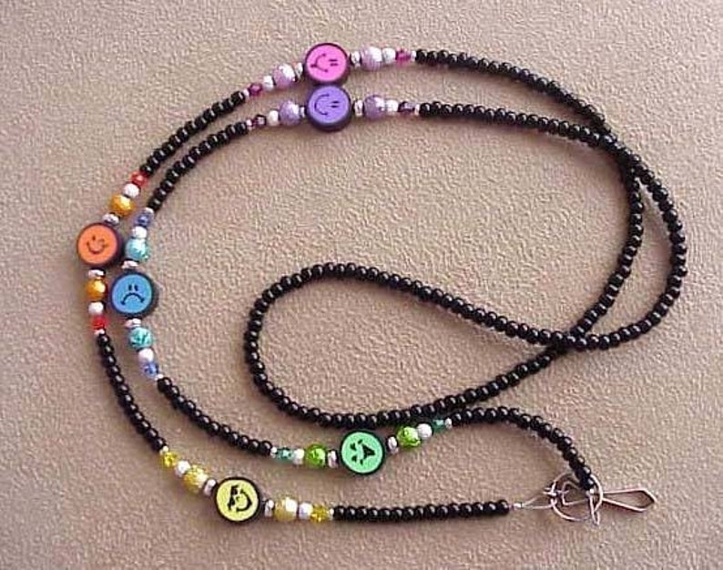 MOODY SMILEY FACE Rainbow Id Badge Holder Lanyard Bild 1