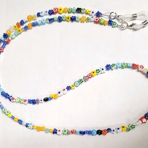 Glass Flowers Eyeglass Chain 5mm Flower Beads