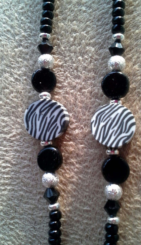 Handmade Red Blk & Wht Zebra Eye Glass Necklace Red Zebra Heart Pendant | Annie did it main image 4