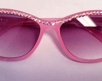 Cotton Candy Pink Crystal  Sun Readers with Spring Hinges