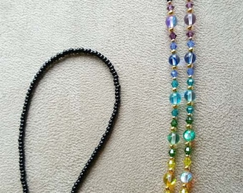 RAINBOW Fine European Crystals   Handmade Black Eyeglass Chain Holder FREE Shipping in US