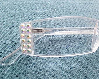 Spring Hinge  Crystal AB Reading Glasses Readers Finest European Crystals Sides Only