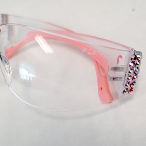 SALE Pink Fine European Crystal Crystals Petite Safety Glasses Biker Glasses Anti Fog image 2