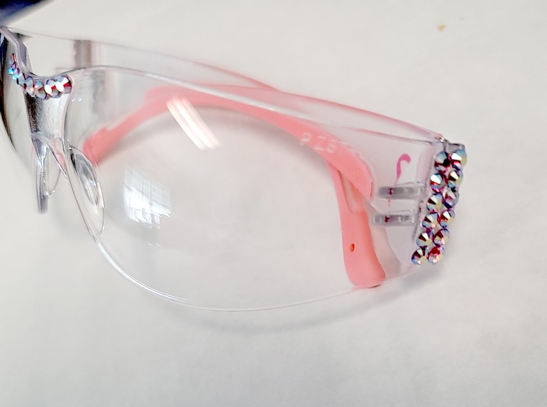 SALE Pink Fine European Crystal Crystals Petite Safety Glasses Biker Glasses Anti Fog image 2
