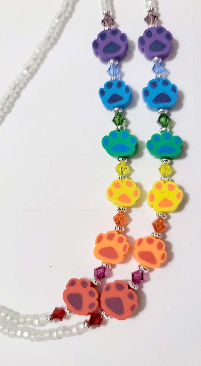 Paws, Paws and Rainbow Paws Dog or Cat Lover Eyeglass Chain Holder ...