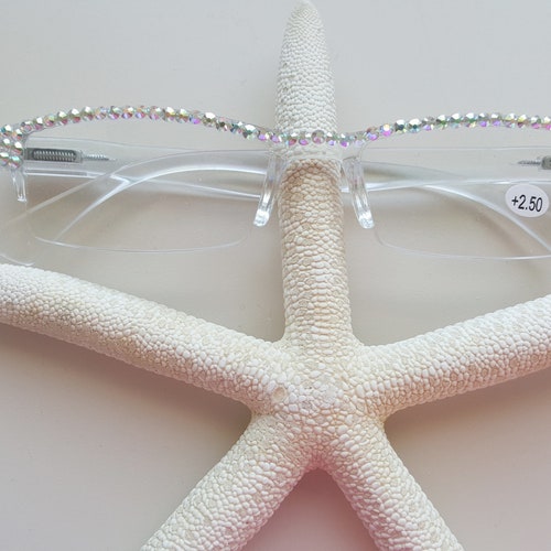 New Style Reading Glasses Readers handmade with Fine European Clear Ab Crystals with Spring Hinges FREE SHIPPING in US