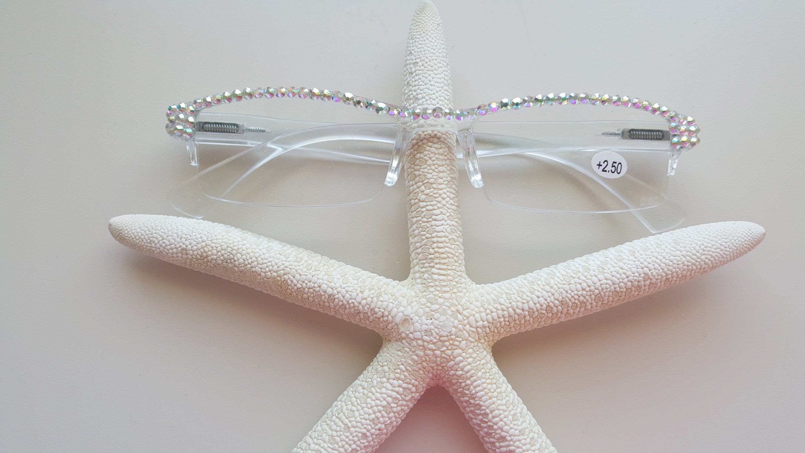 New Style Reading Glasses Readers handmade with Fine European Clear Ab Crystals with Spring Hinges FREE SHIPPING in US
