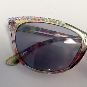 Bifocal Sunglasses Cats eye Rainbow Swirls made with Fine European Crystals Reading Glasses Free shipping in US