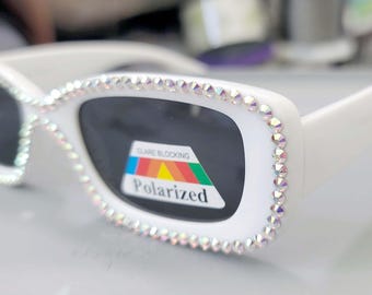 White Crystal  AB Polarized Sunglasses Free Shipping