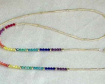 Handmade using FIne European Rainbow Element Crystals in Eyeglass Chain